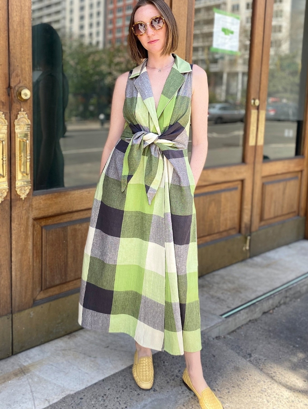 Rujuta Sheth - Emily Dress In Aspen Check/Chex, Medium